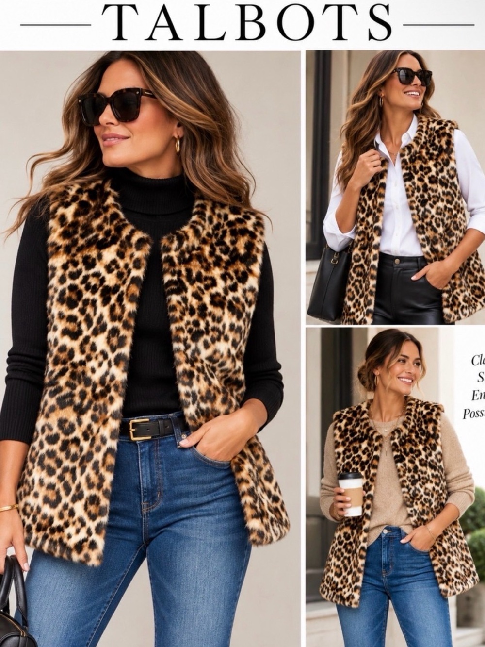 Talbots Leopard Print Faux Fur Coat in Brown and Black